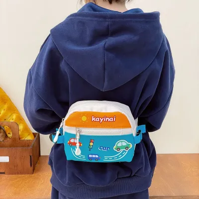 Kids Unisex Fashion Cute Cartoon Car Waist Chest Bag Nylon for Kindergarten