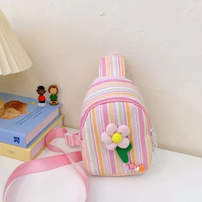 Kids Girls Fashion Casual Cute Flower Stripe Print Chest Bag