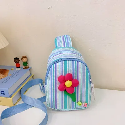 Kids Girls Fashion Casual Cute Flower Stripe Print Chest Bag