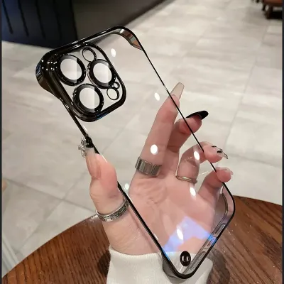 Simple And Stylish Borderless Electroplated Transparent With Lens Film iPhone 14 Protective Case