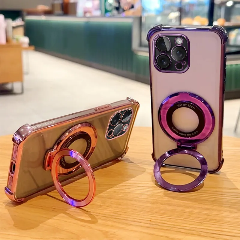 Simple And Stylish Four-Corner Anti-Drop Transparent Soft Rubber Bracket Apple Mobile Phone Protective Case