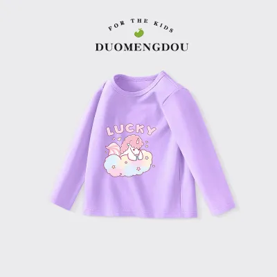 Girls Animal Cartoon Alphabet Print Long Sleeve T-Shirt Cotton 100% Casual All-Match