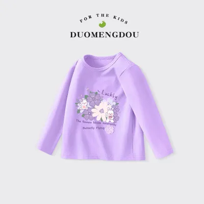 Girls Animal Cartoon Alphabet Print Long Sleeve T-Shirt Cotton 100% Casual All-Match