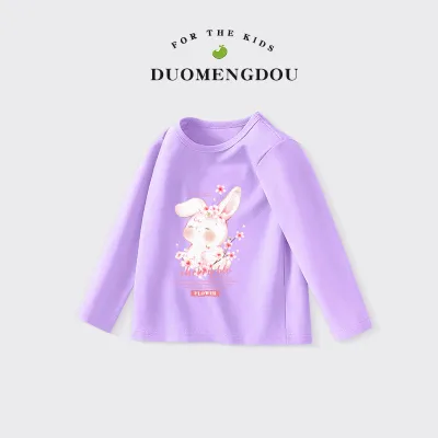 Girls Animal Cartoon Alphabet Print Long Sleeve T-Shirt Cotton 100% Casual All-Match