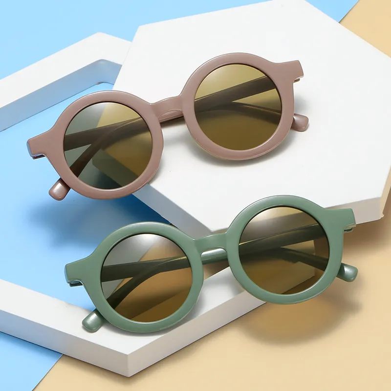 Kids Casual Solid Color Round Frame Sunglasses Unisex Plastic Resin Lens