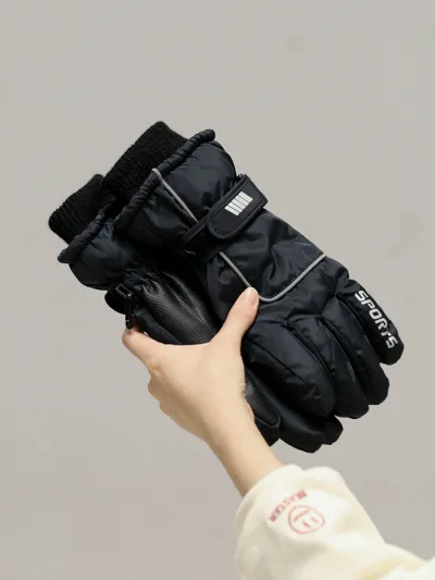 Neutral Fleece-Lined Thickened Cold-Proof Outdoor Sports Ski Gloves For Autumn And Winter