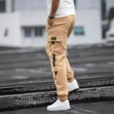 Men Fashion Casual Vintage Cargo Pants Multi-Pocket Straight