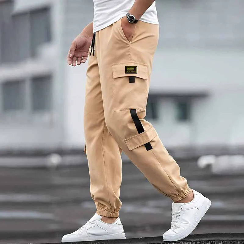 Men Fashion Casual Vintage Cargo Pants Multi-Pocket Straight