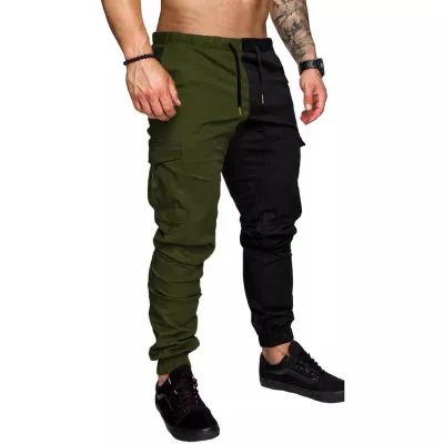 Men Fashion Casual Sports Color Block Cargo Pants