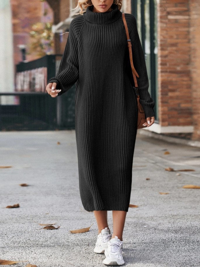 Dark Gray Wool Winter Dress with Belt from NikkaPlace