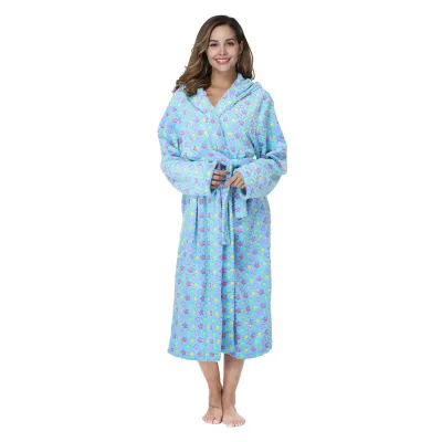 Women's Casual Rainbow Star Python Print Flannel Long Sleeve Nightgown