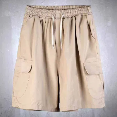 Men Summer Casual Solid Color Multi-Pocket Loose Cargo Shorts