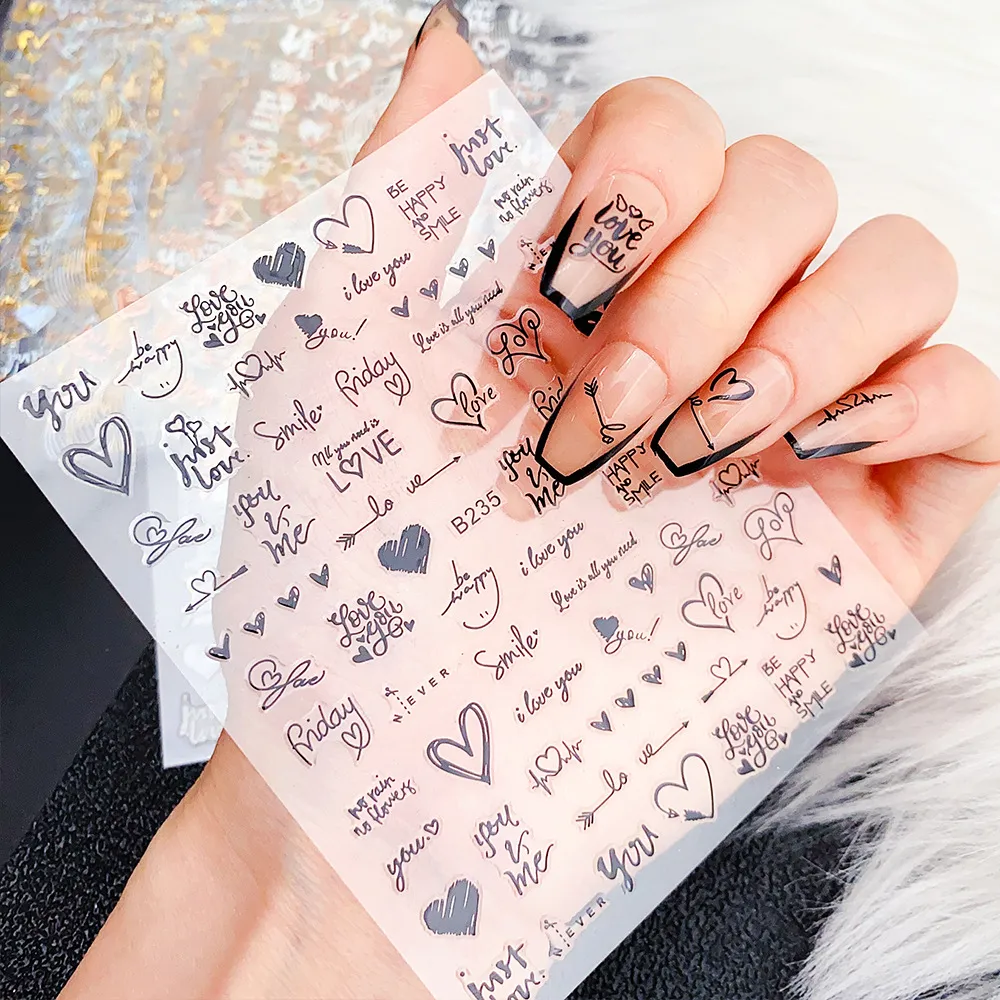 Valentine's Day Heart-Shaped Love Letter Nail Art Sticker