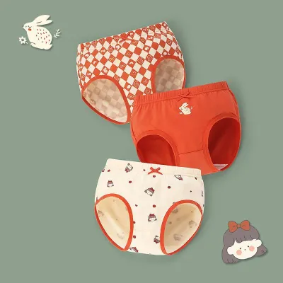 Kids Girls Cute Cartoon Print Cotton Underwear Pajamas Sets