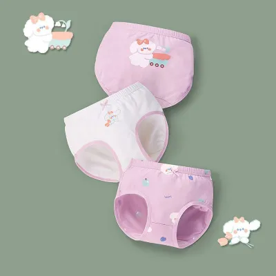 Kids Girls Cute Cartoon Print Cotton Underwear Pajamas Sets