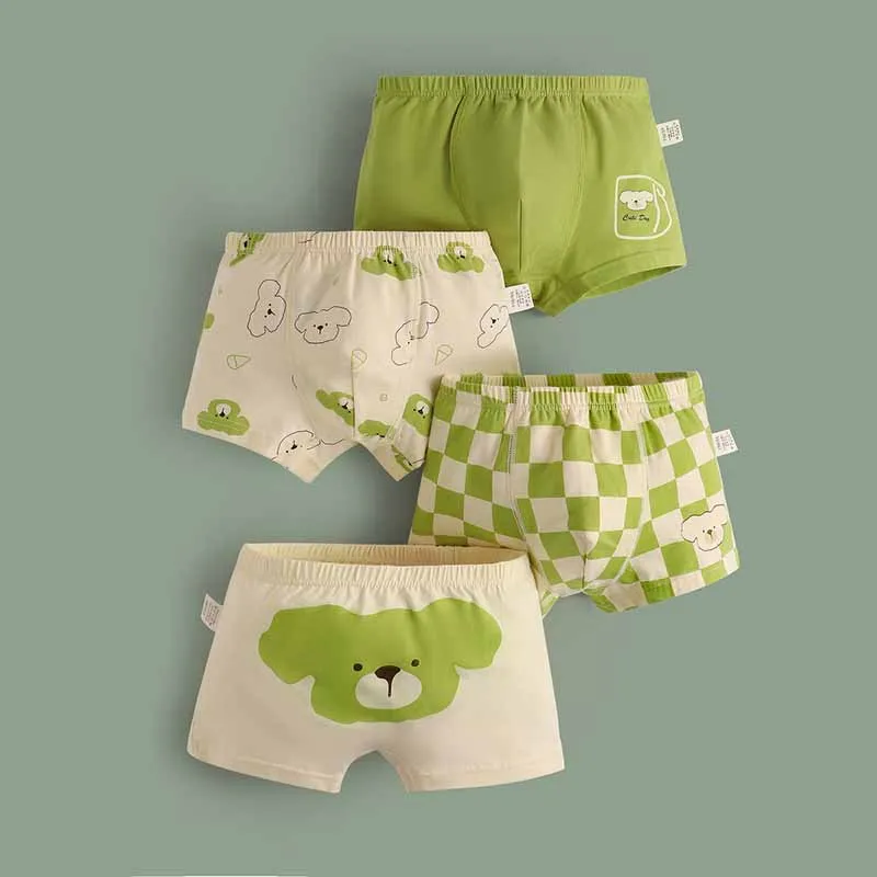 Kids Boys Cute Cartoon Print Cotton Lycra Underwear Set