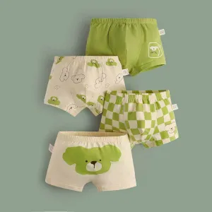Kids Boys Cute Cartoon Print Cotton Lycra Underwear Set