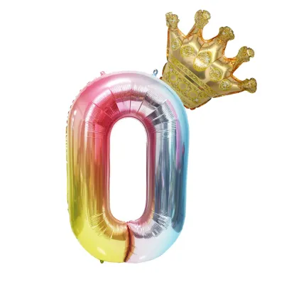 40 Inch Gradient Digital Crown Children Birthday Party Balloon Decoration
