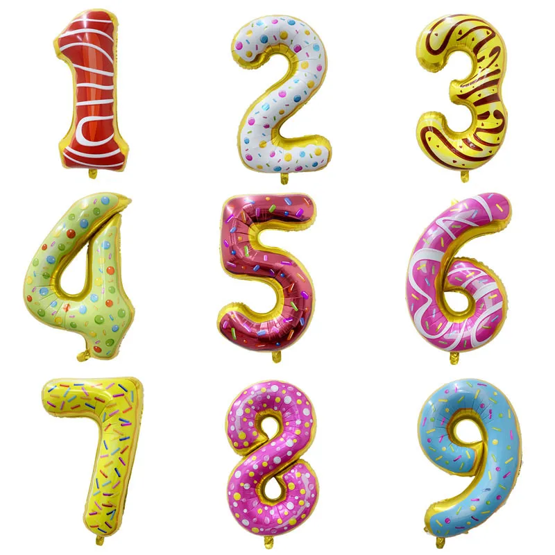 Cartoon 32 Inch Candy Donut Ice Cream Digital Aluminum Film Balloon Birthday Party Decoration