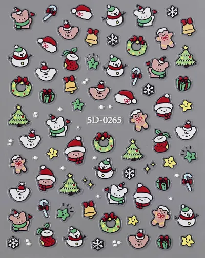 Christmas Relief Cartoon Santa Claus Snowman Snowflake Nail Sticker Die 8*10Cm