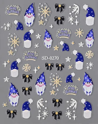 Christmas Relief Cartoon Santa Claus Snowman Snowflake Nail Sticker Die 8*10Cm