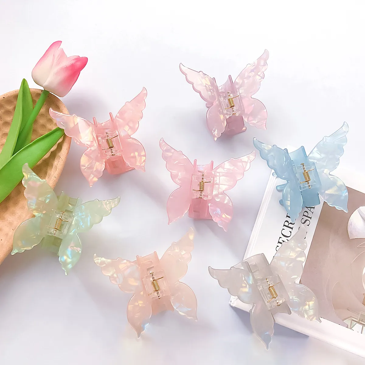Women Fashion Imitation Acetate Butterfly Magic Mermaid Hair Claw Clip