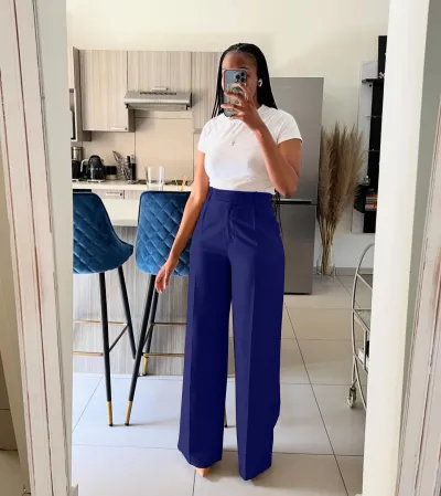Women High Waist Straight Wide Leg Pants