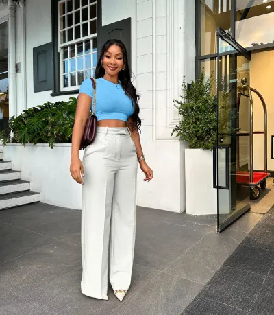 Women High Waist Straight Wide Leg Pants