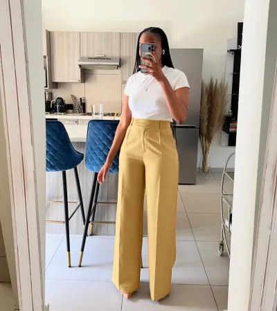 Women High Waist Straight Wide Leg Pants