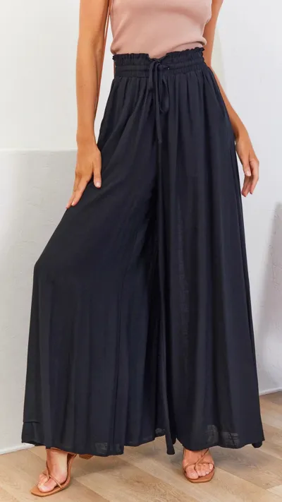 Summer Women Casual Loose Drawstring Wide Leg Flared Pants