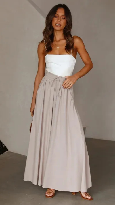 Summer Women Casual Loose Drawstring Wide Leg Flared Pants
