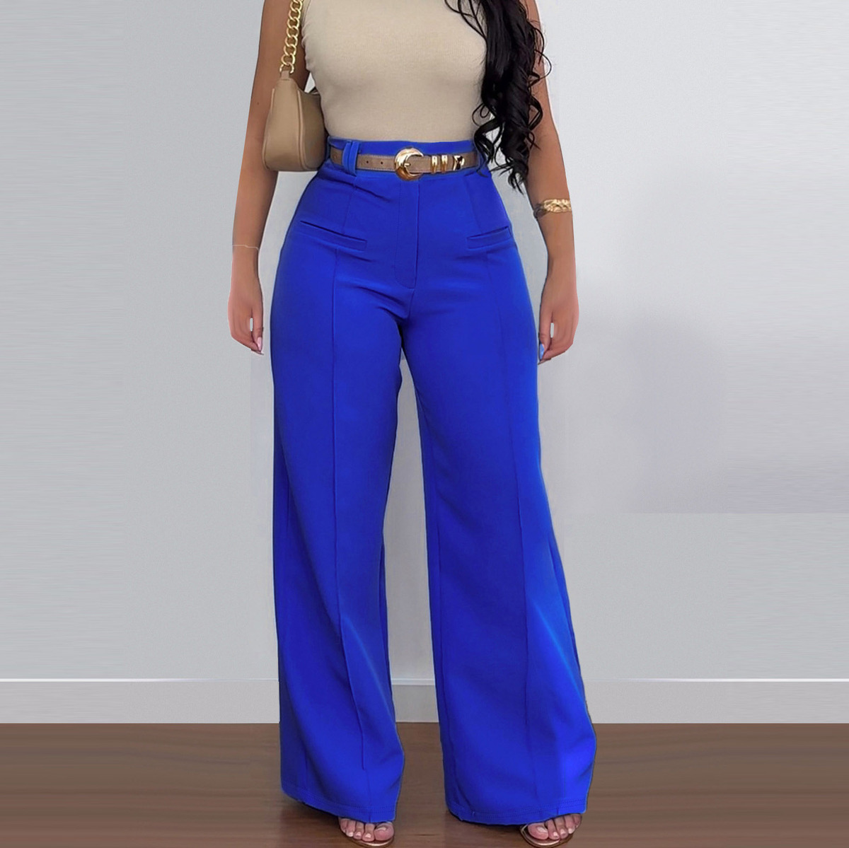 Wholesale Women Casual Solid Color Loose Wide-Leg Pants