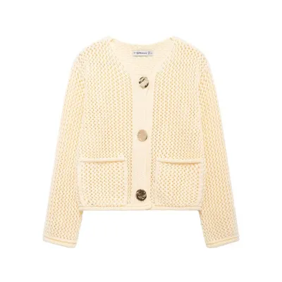 Autumn Winter Women's Hollow Knit Cardigan Sweater Coat