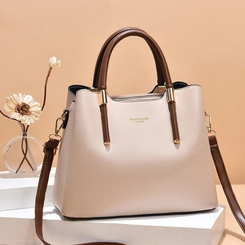 Women Fashion Large Capacity PU Handle Shoulder Bag
