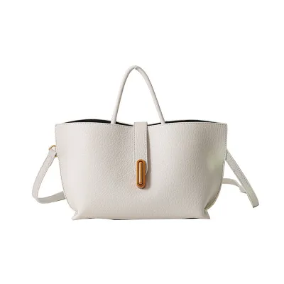 Women Retro Fashion PU Litchi Large Capacity Handle Shoulder Bag Handbag Tote