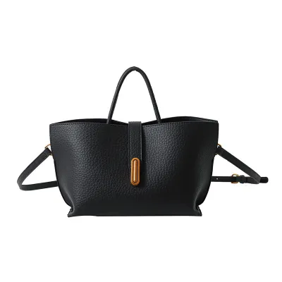 Women Retro Fashion PU Litchi Large Capacity Handle Shoulder Bag Handbag Tote