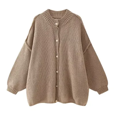 Autumn Winter Women Fashion Button Long Sleeve Knitted Cardigan Sweater