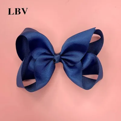Kids Girls Cute Solid Color Cloth Bow Hairpin Duckbill Clip