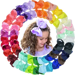 Kids Girls Cute Solid Color Cloth Bow Hairpin Duckbill Clip