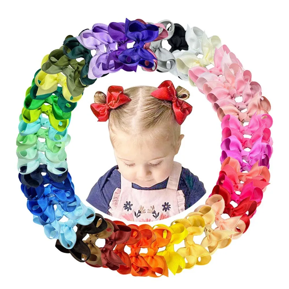 Kids Girls Cute Solid Color Cloth Bow Hairpin BB Clip
