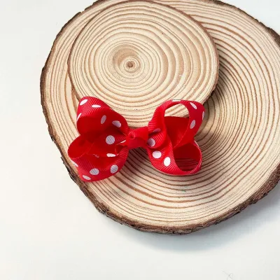 Kids Girls Cute Polka Dot Print Bow Hairpin Duckbill Clip