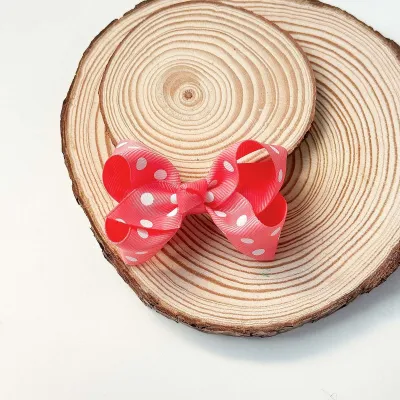 Kids Girls Cute Polka Dot Print Bow Hairpin Duckbill Clip