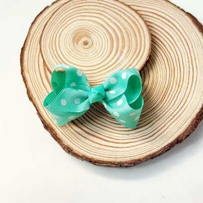 Kids Girls Cute Polka Dot Print Bow Hairpin Duckbill Clip