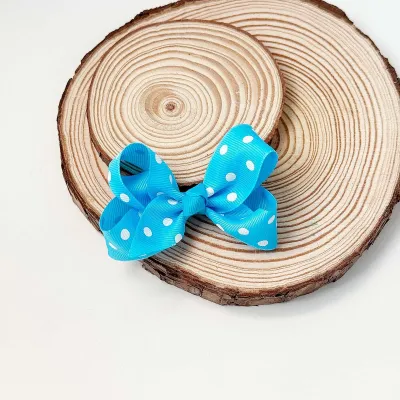 Kids Girls Cute Polka Dot Print Bow Hairpin Duckbill Clip