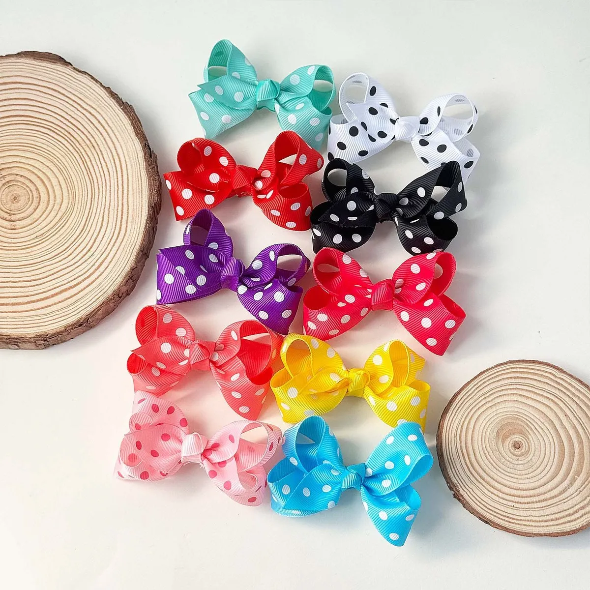 Kids Girls Cute Polka Dot Print Bow Hairpin Duckbill Clip