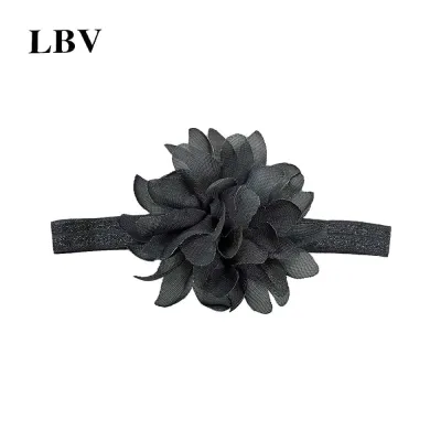 Baby Cute Solid Color Plaid Cloth Flower Hair Band for Kids