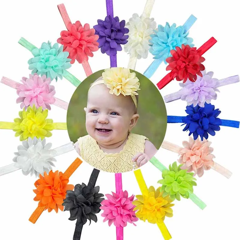 Baby Cute Solid Color Plaid Cloth Flower Hair Band for Kids