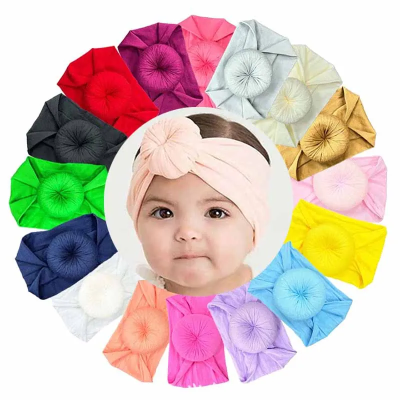 Baby Cute Solid Color Donut Hair Band with Plaid