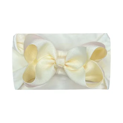 Baby Cute Solid Color Plaid Bow Hair Band Cloth Nylon Ribbed Belt