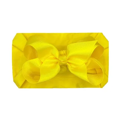 Baby Cute Solid Color Plaid Bow Hair Band Cloth Nylon Ribbed Belt